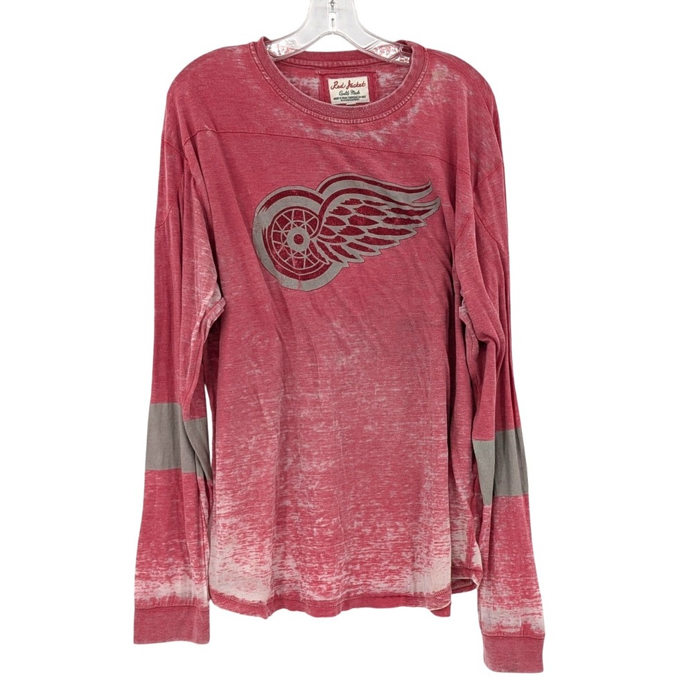 Detroit Red Wings‎ Burnout Graphic Tee Pink Distressed Hockey Shirt XL